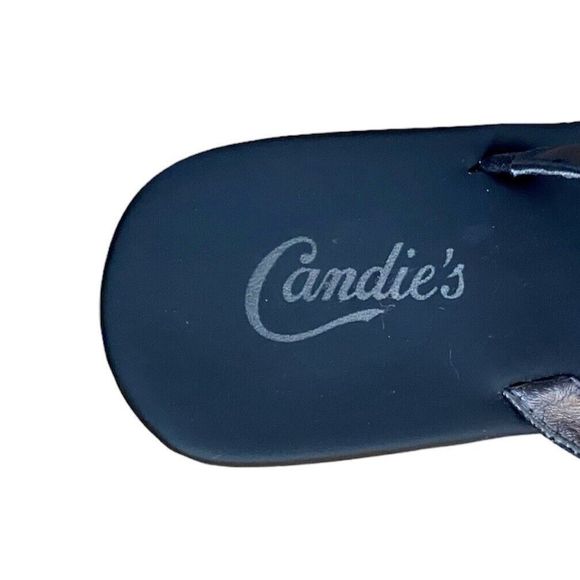 Women's Candie's Sandals Black Size 5 - 6 Flower Flats Flipflops No heel Fancy - Picture 8 of 8